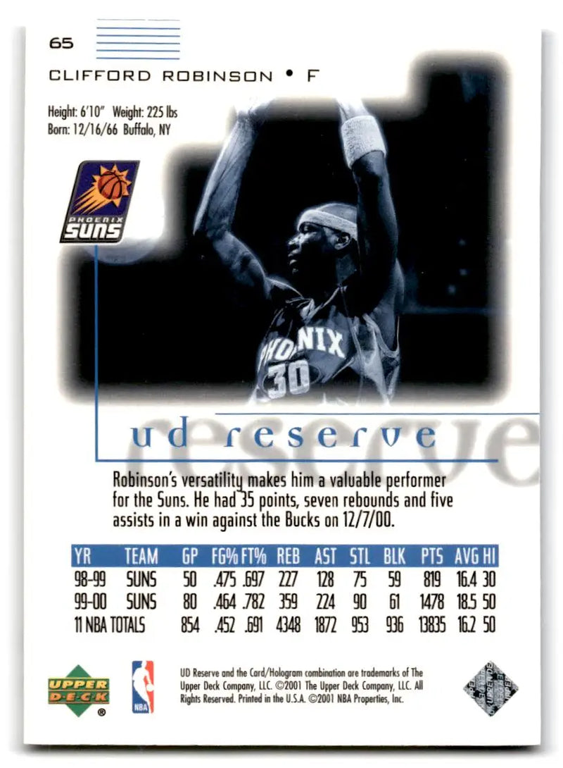 2000-01 UD Reserve #65 Clifford Robinson - Basketball Card Single