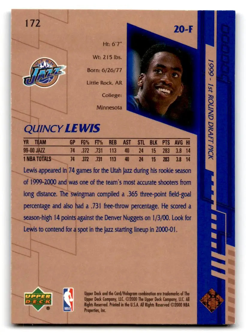 2000-01 Upper Deck #172 Quincy Lewis - Basketball Card Single