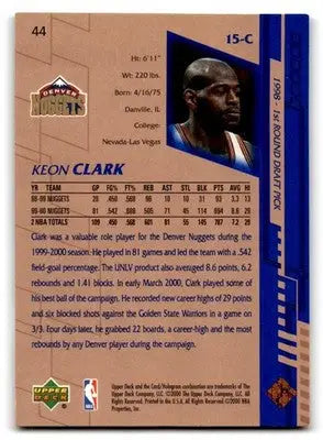 2000-01 Upper Deck #44 Keon Clark - Basketball Card Single