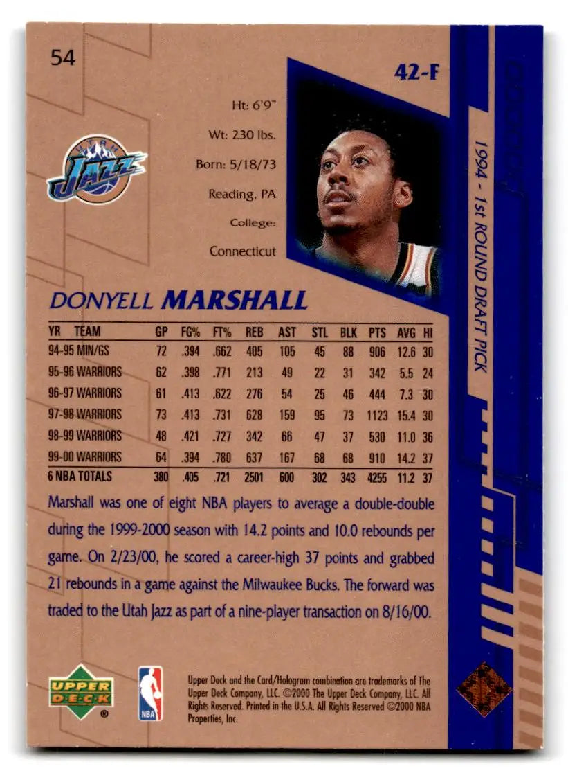 2000-01 Upper Deck #54 Donyell Marshall - Basketball Card Single