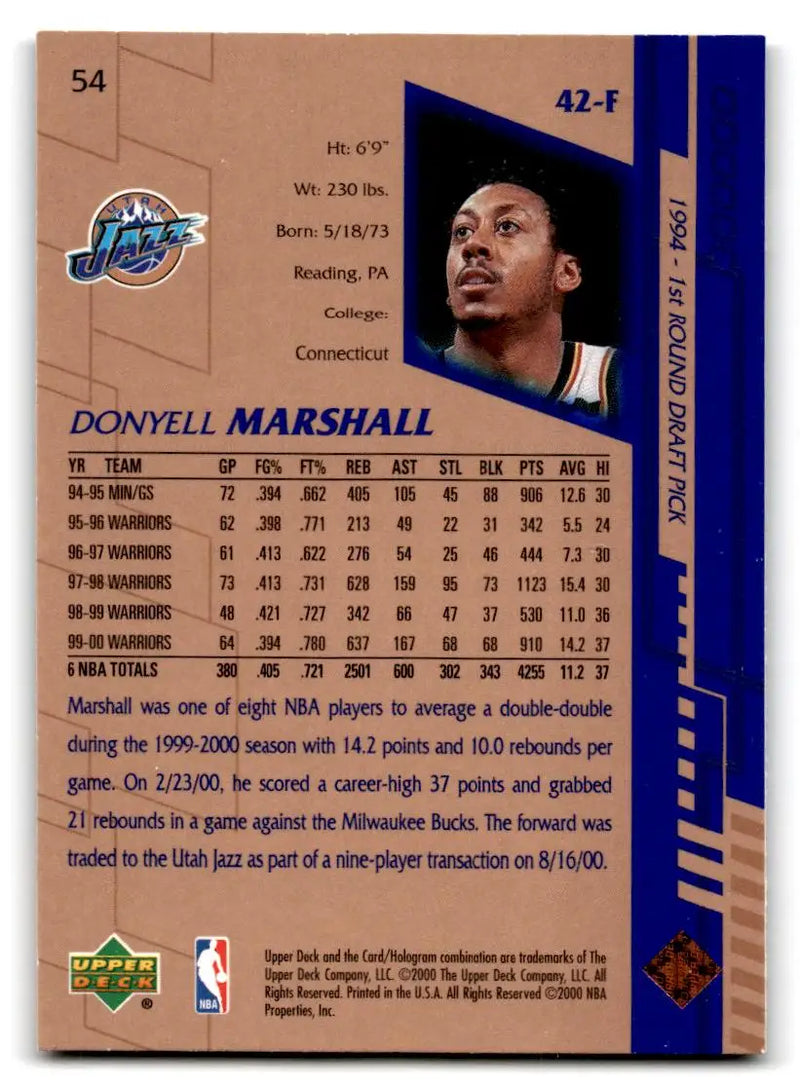 2000-01 Upper Deck #54 Donyell Marshall - Basketball Card Single