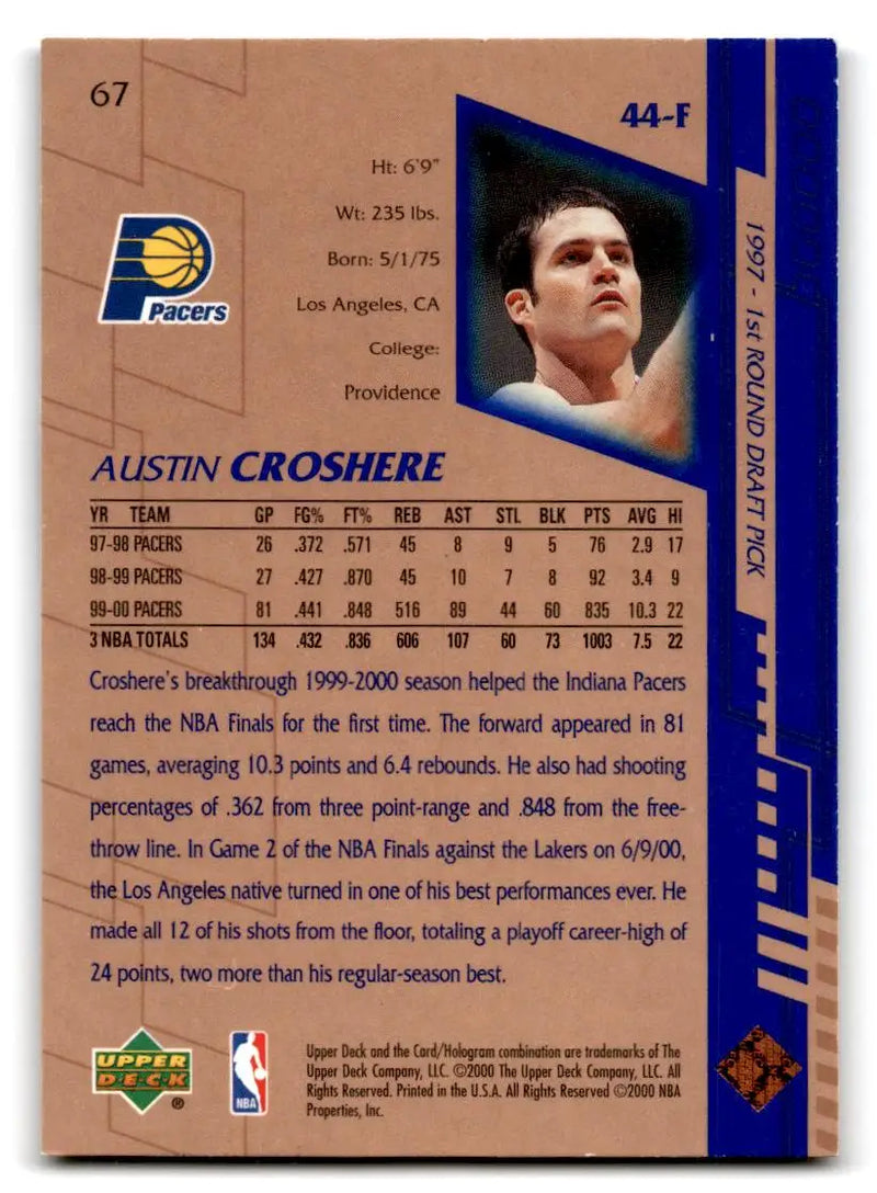 2000-01 Upper Deck #67 Austin Croshere - Basketball Card Single