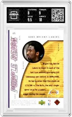 Graded 2000-01 Upper Deck Purple Reign Kobe Bryant basketball card in product 2000-01 Upper Deck Kobe Bryant #435