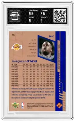 Graded Upper Deck Shaquille ONeal basketball trading card from 2000-01 Arena Club