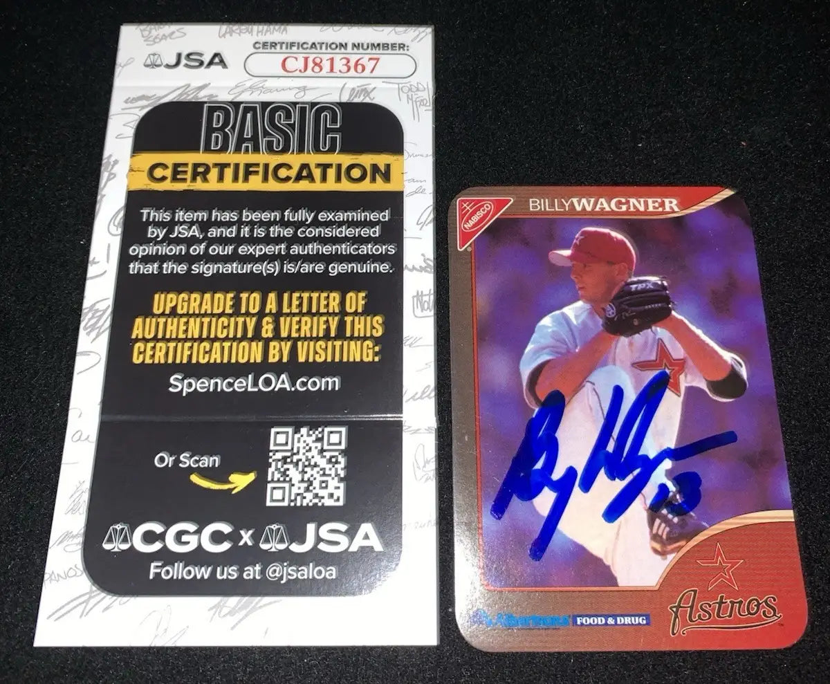 2000 BILLY WAGNER Signed Nabisco Albertsons Card HOF ASTROS JSA - Baseball Card Single