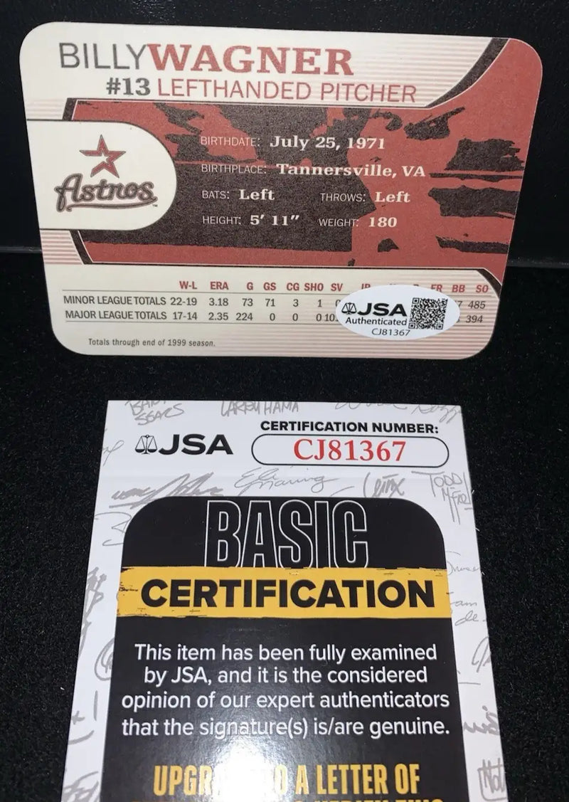 2000 BILLY WAGNER Signed Nabisco Albertsons Card HOF ASTROS JSA - Baseball Card Single