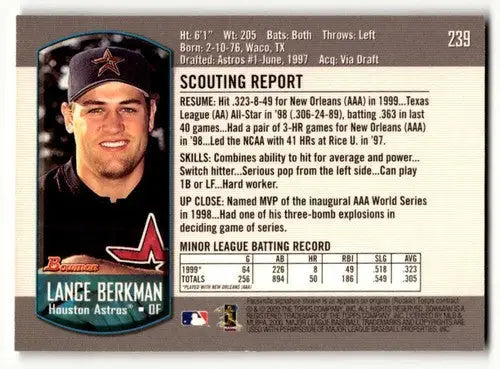 2000 Bowman #239 Lance Berkman Houston Astros Baseball Cards NM Near ID:63415 - Baseball Card Single