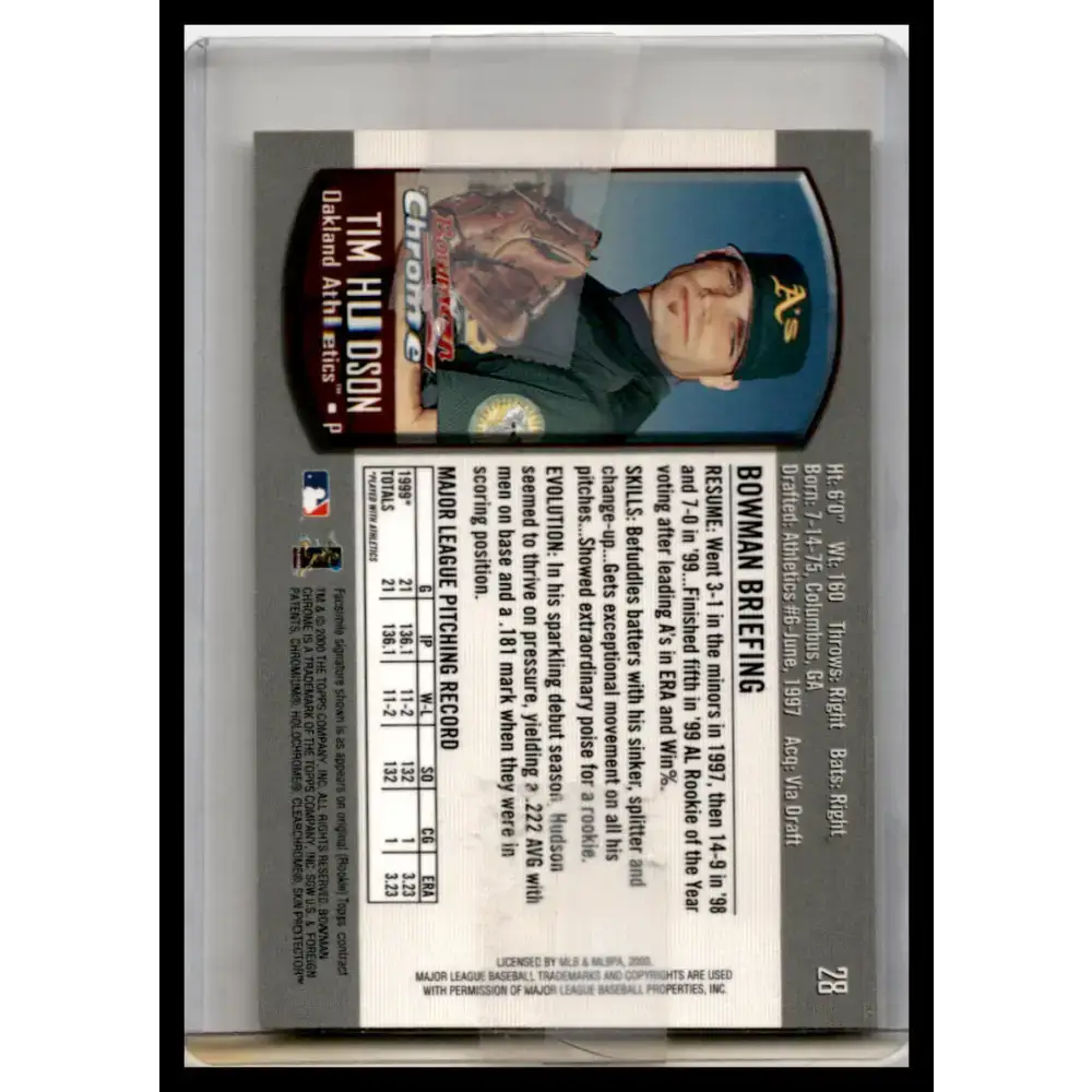 2000 Bowman Chrome #28 Tim Hudson NM-MT Baseball Card - Baseball Card Single
