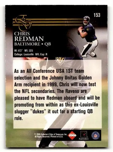 Football trading card featuring Chris Redman Baltimore Ravens collectible product