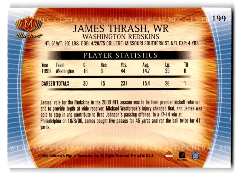 2000 Collector’s Edge Masters #199 James Thrash - Football Card Single