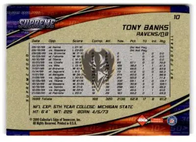 2000 Collector’s Edge Supreme #10 Tony Banks - Football Card Single