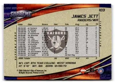 2000 Collector’s Edge Supreme #103 James Jett - Football Card Single