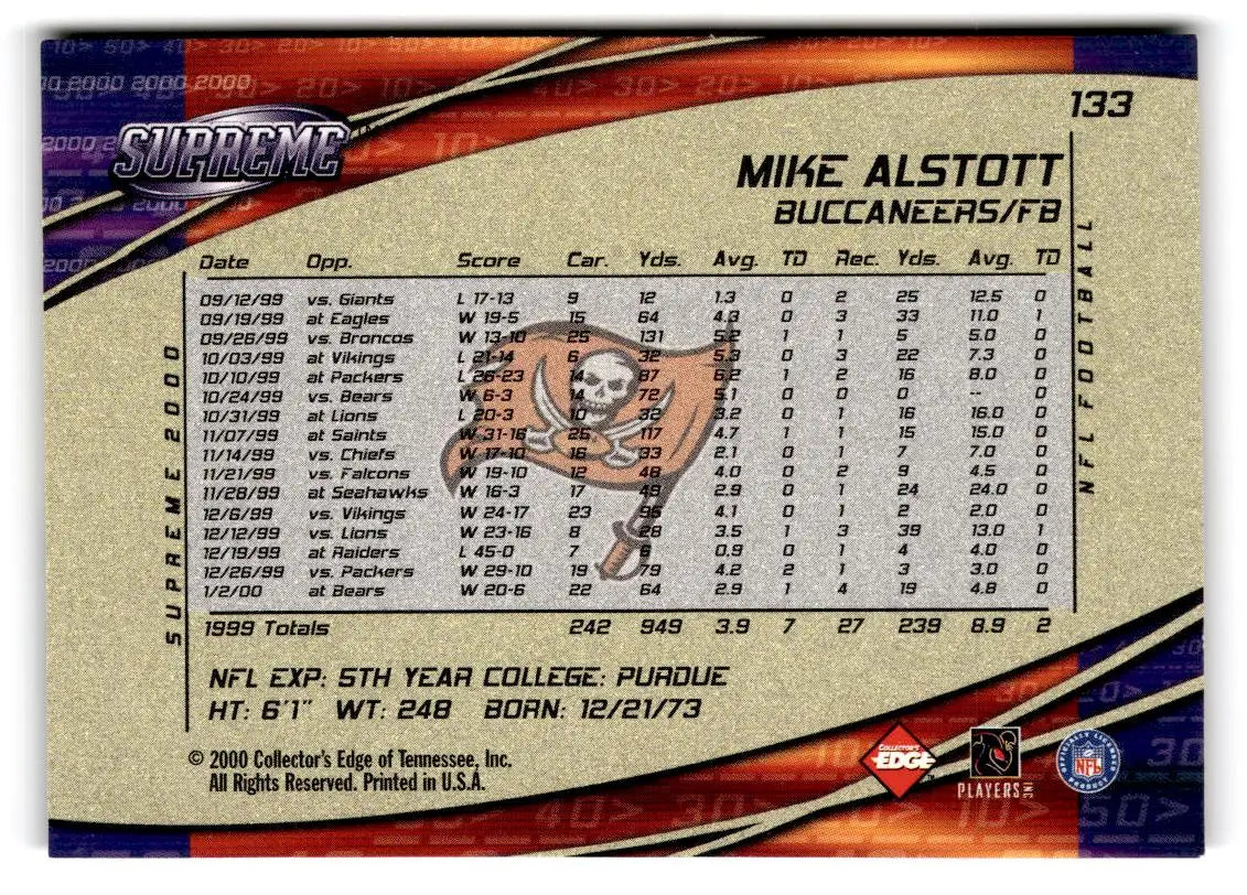 2000 Collector’s Edge Supreme #133 Mike Alstott - Football Card Single