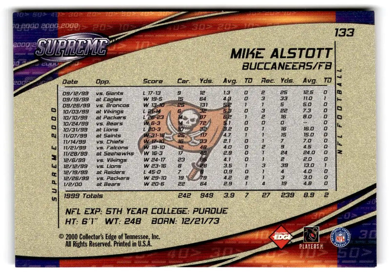 2000 Collector’s Edge Supreme #133 Mike Alstott - Football Card Single