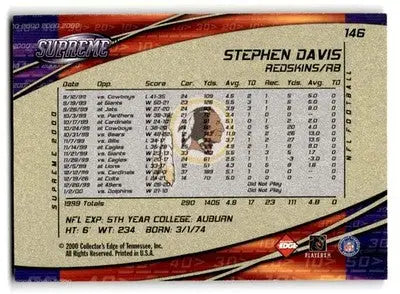 2000 Collector’s Edge Supreme #146 Stephen Davis - Football Card Single
