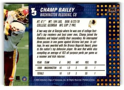 2000 Collector’s Edge T3 #144 Champ Bailey - Football Card Single