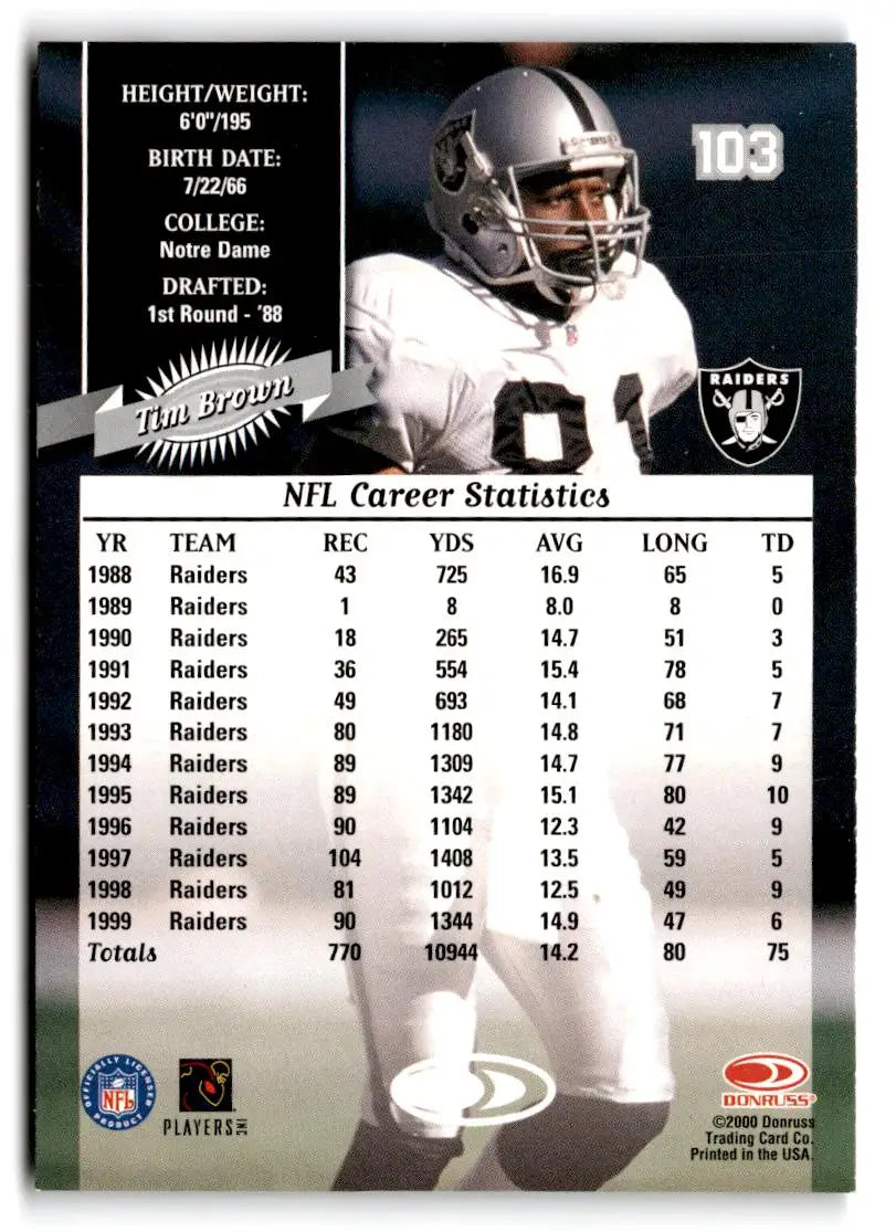 2000 Donruss #103 Tim Brown - Football Card Single