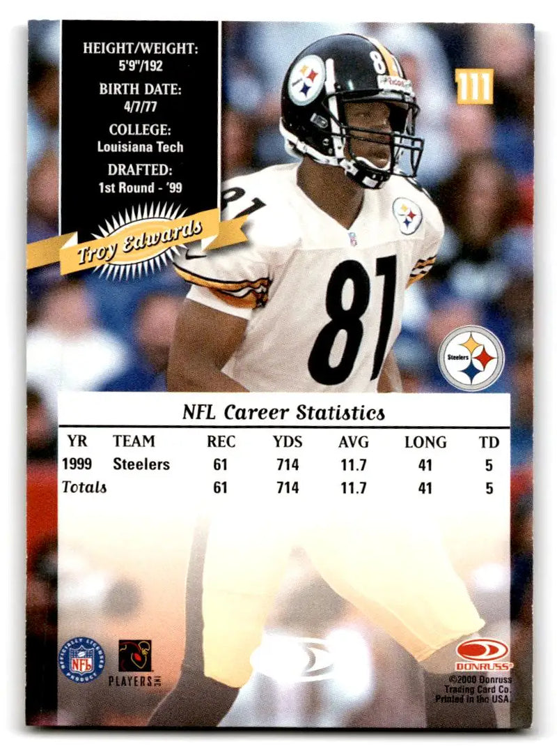2000 Donruss #111 Troy Edwards - Football Card Single