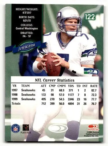 Original gloss Jon Kitna Seattle football card from 2000 Donruss kitna seattle seahawks