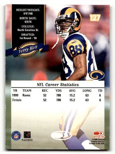 Original gloss Torry Holt football card from 2000 Donruss, St. Louis Rams football card