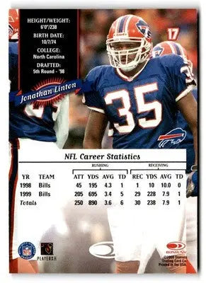 2000 Donruss #17 Jonathan Linton - Football Card Single