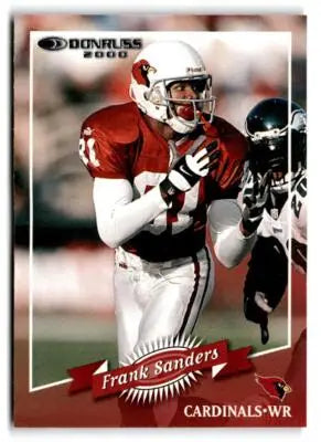 Football trading card featuring Frank Sanders from 2000 Donruss series