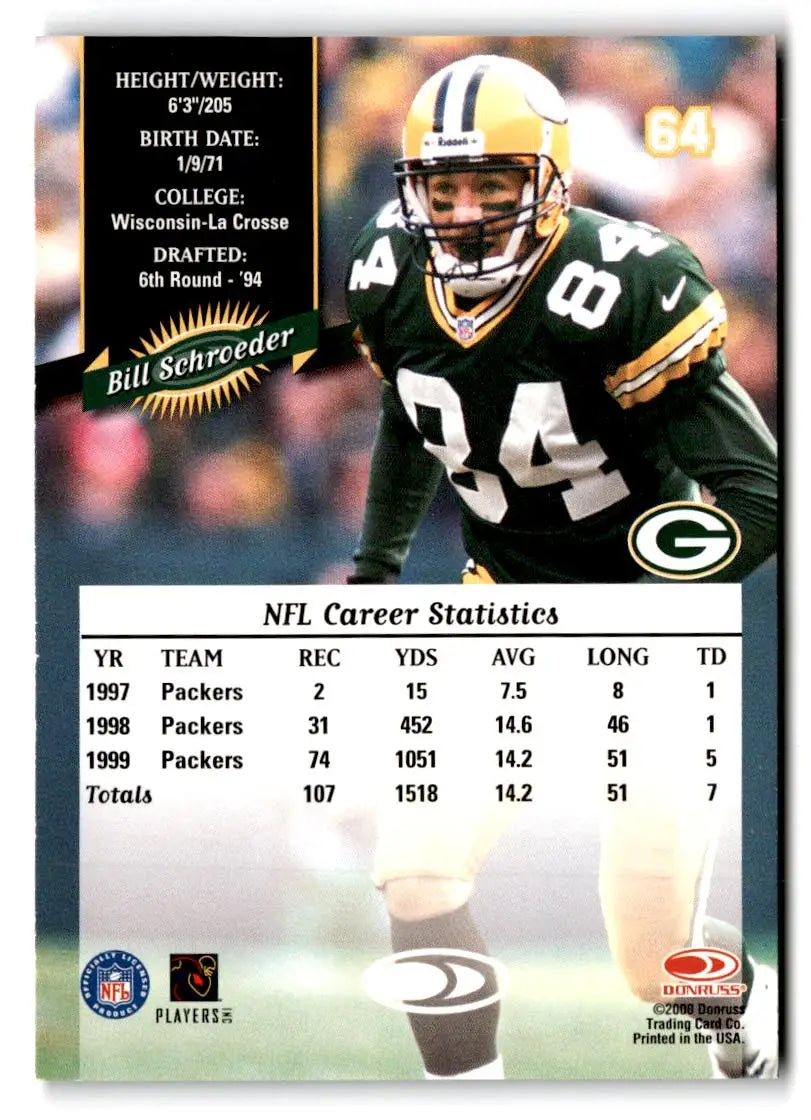 2000 Donruss #64 Bill Schroeder - Football Card Single