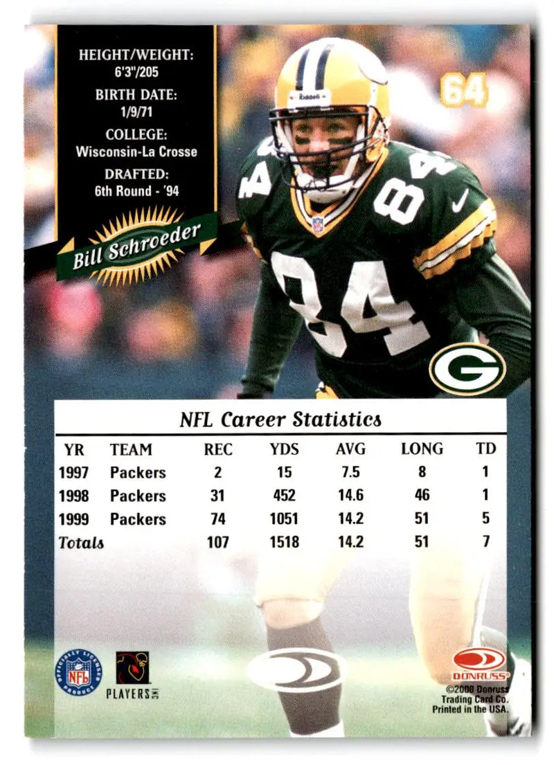 2000 Donruss #64 Bill Schroeder - Football Card Single