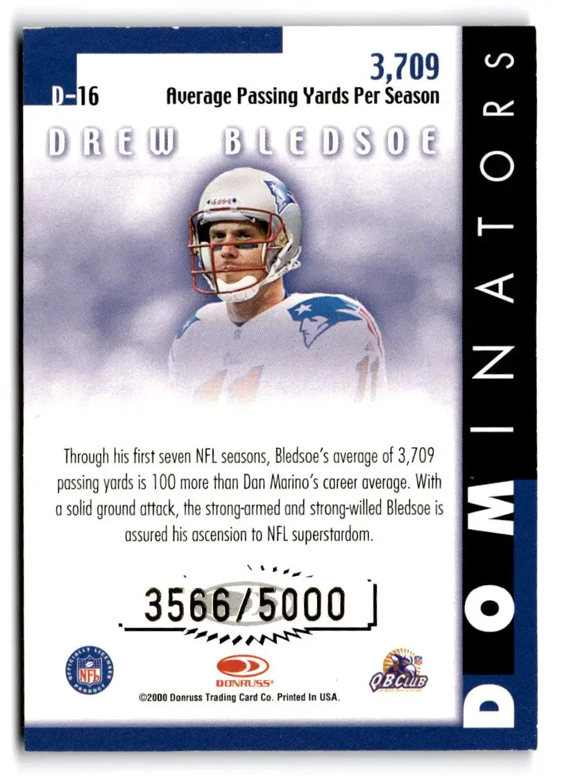 2000 Donruss #D-16 Drew Bledsoe Dominators #/5000 - Football Card Single