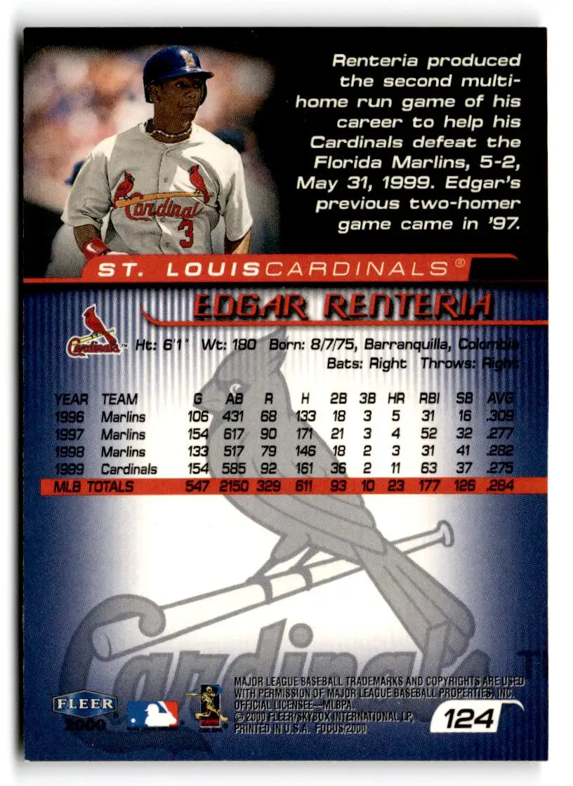 2000 Fleer Focus #124 Edgar Renteria - Baseball Card Single