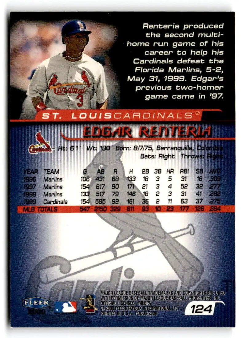 2000 Fleer Focus #124 Edgar Renteria - Baseball Card Single