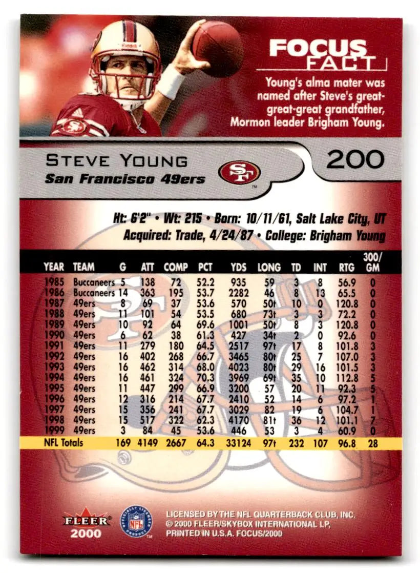 2000 Fleer Focus #200 Steve Young - Football Card Single