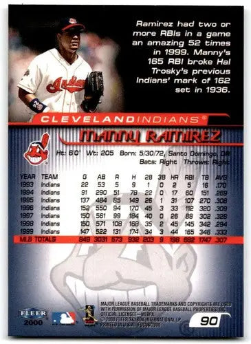2000 Fleer Focus #90 Manny Ramirez NM-MT Indians ID:81210 - Baseball Card Single