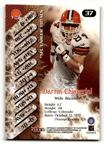 Original gloss Fleer Gamers Darrin Chiaverini football card from 2000 Fleer Gamers ID61704