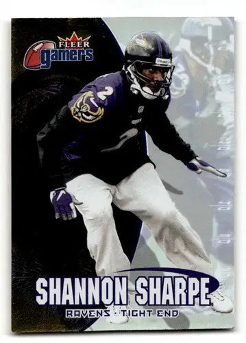 Shannon Sharpe Baltimore Ravens football card from 2000 Fleer Gamers series