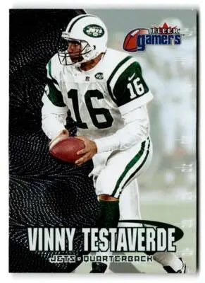 Vinny Testaverde football card from Fleer Gamers series featuring New York Jets player