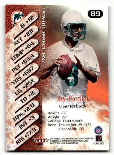 2000 Fleer Gamers #89 Jay Fiedler Miami Dolphins Football Cards EX/N ID:61702 - Football Card Single
