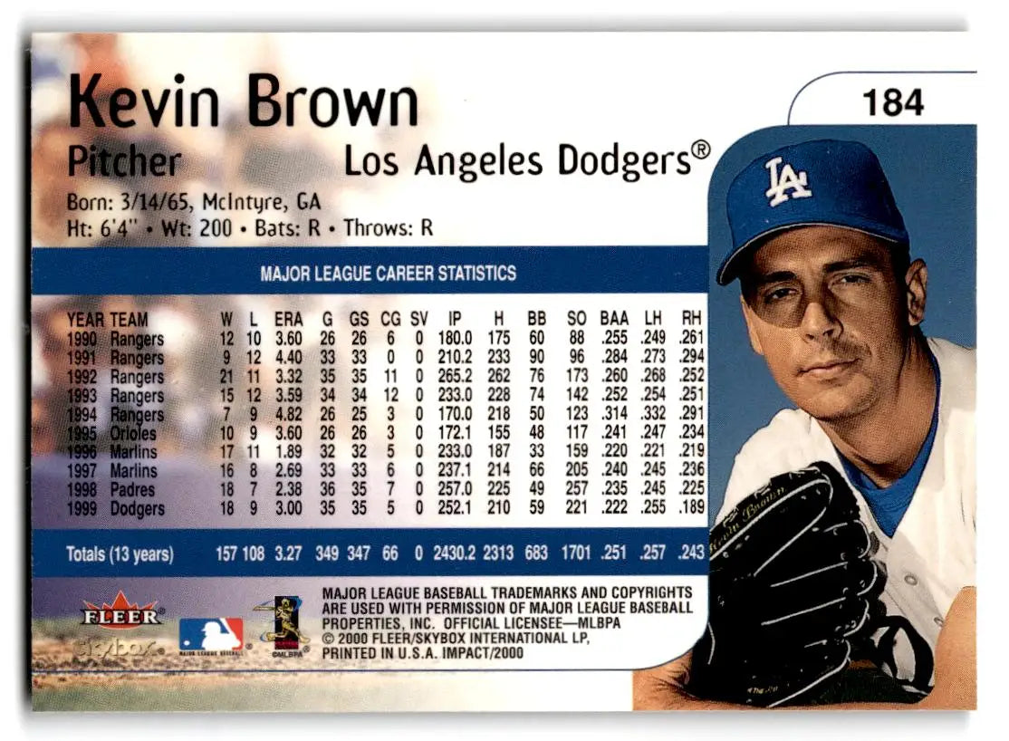 2000 Fleer Impact #184 Kevin Brown - Baseball Card Single