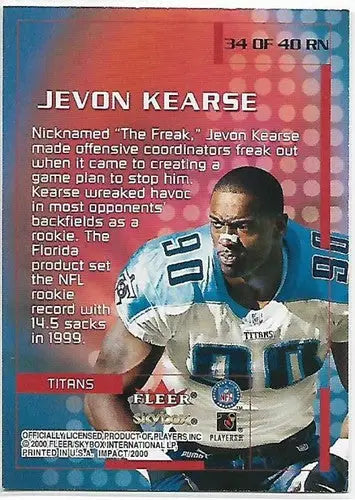 2000 Fleer Impact Rewind ’99 #34 Jevon Kearse NM-MT Titans - Football Card Single