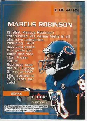 Original gloss of Marcus Robinson football card from Fleer Impact Rewind 2000 Fleer Impact Rewind