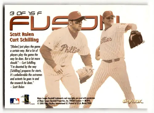 2000 Fleer Metal Fusion #F3 Scott Rolen/Curt Schilling NM Near Mint Phi ID:59014 - Baseball Card Single