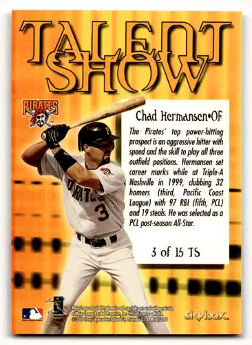 Original gloss Fleer Metal Talent baseball card TS3 Chad Hermansen Pirates NM Near Mint