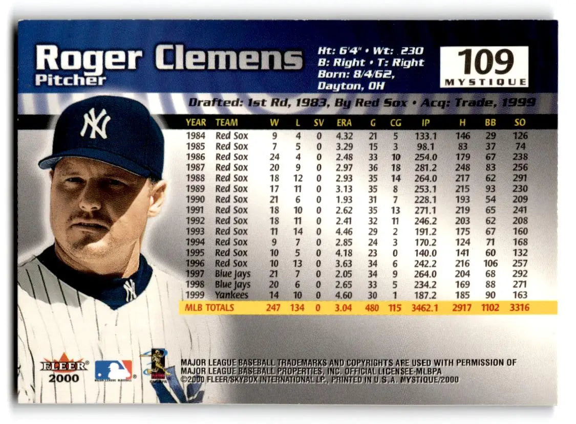 2000 Fleer Mystique #109 Roger Clemens - Baseball Card Single