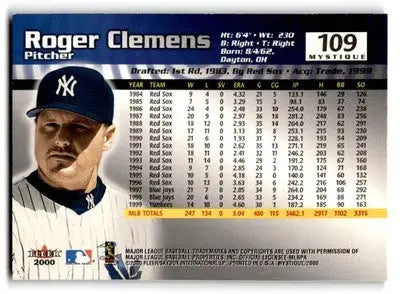 2000 Fleer Mystique #109 Roger Clemens - Baseball Card Single