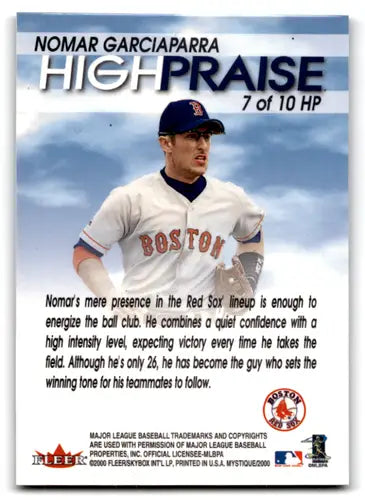 Nomar Garciaparra baseball card from 2000 Fleer Mystique High Praise series