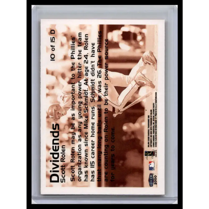 2000 Fleer Tradition #10D Scott Rolen NM-MT Philadelphia Phillies Baseball Card - Baseball Card Single