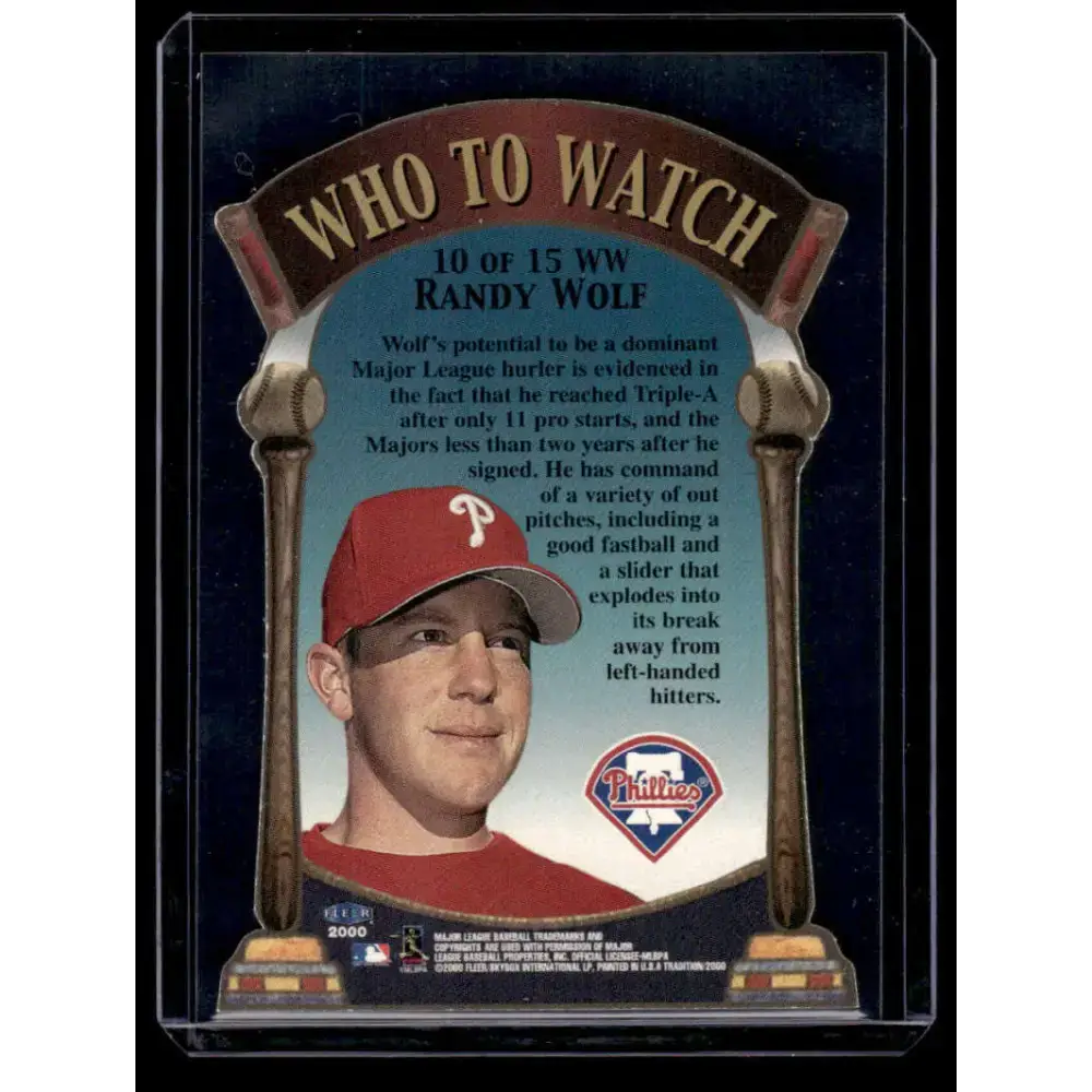 2000 Fleer Tradition #10WW Randy Wolf Philadelphia Phillies NM-MT Baseball Card - Baseball Card Single
