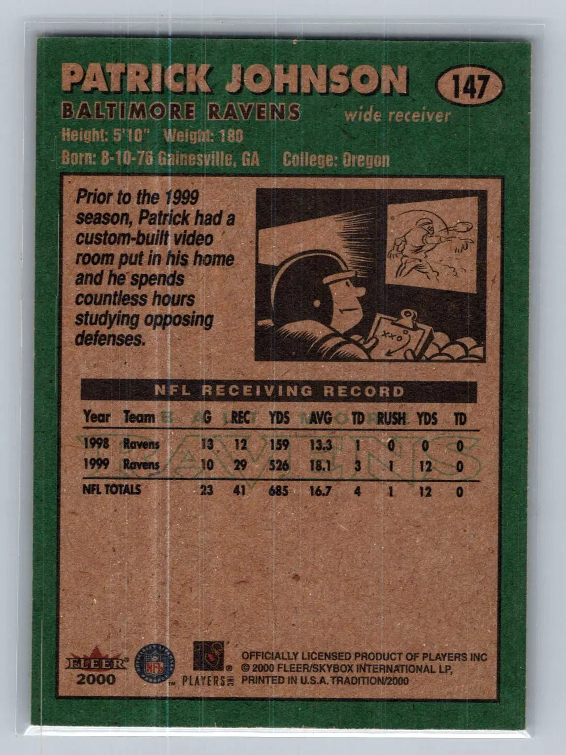 2000 Fleer Tradition #147 Pat Johnson Baltimore Ravens - Football Card Single