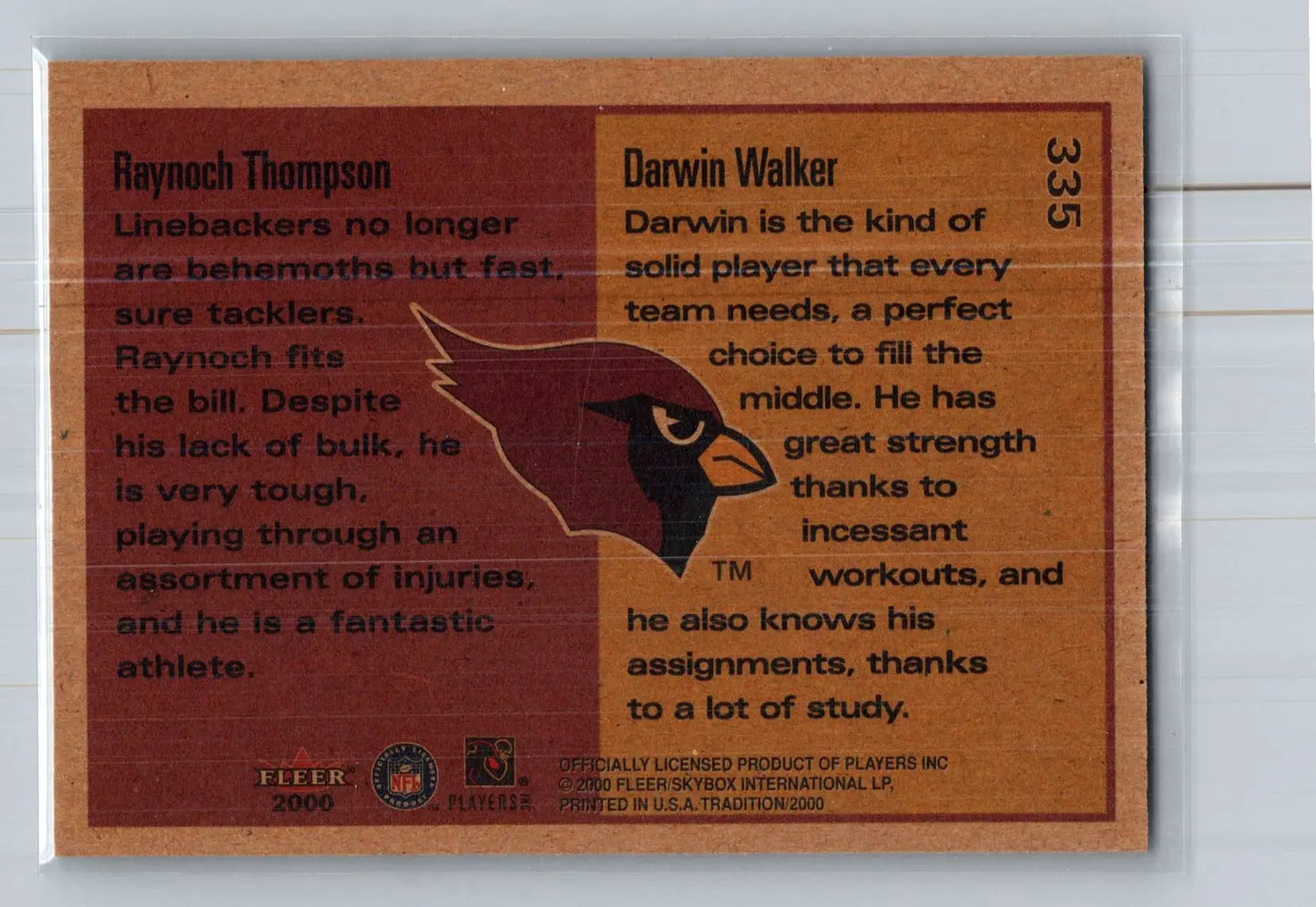 2000 Fleer Tradition #335 Darwin Walker / Raynoch Thompson Cardinals Rookie - Football Card Single