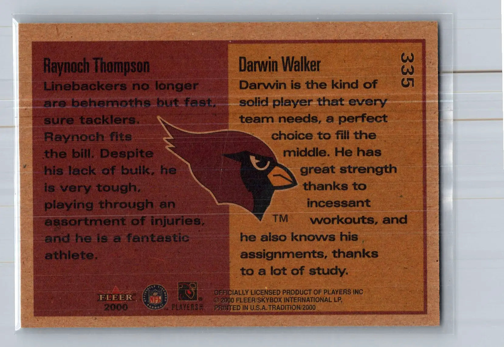 2000 Fleer Tradition #335 Darwin Walker / Raynoch Thompson Cardinals Rookie - Football Card Single